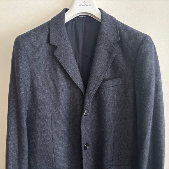 $850 Club Monaco x Loro Piana Blue Wool Dream Tweed Overcoat/ Car Coat - 40 - Picture 2 of 13